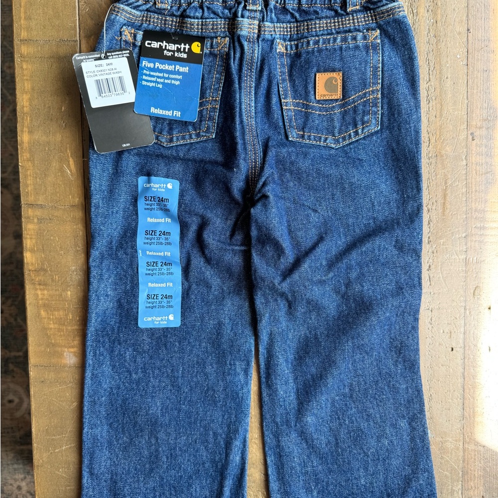 Carhartt Kids Dark Blue Denim Relaxed Five-Pocket Jeans